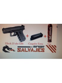 pack glock 23 kjw abs + cargador extra + bote gas 